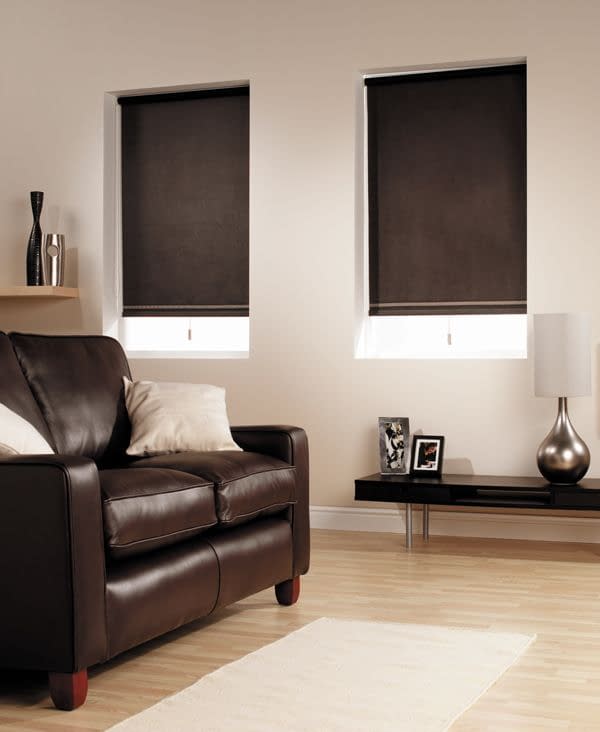 Dark brown roller blinds