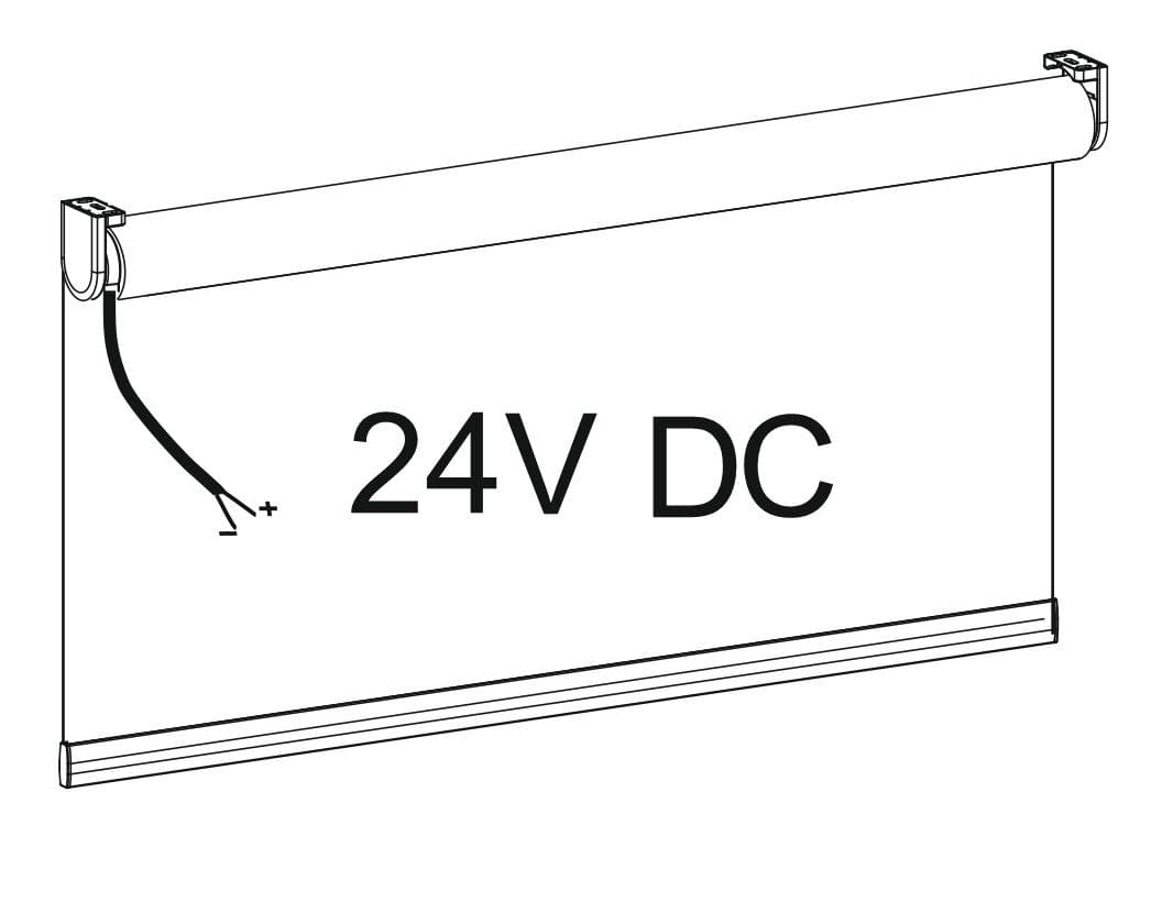 Roller blinds with 24V DC electric motors