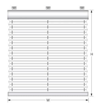 Configurator pleated blind  FE with 24VDC motor dimensions