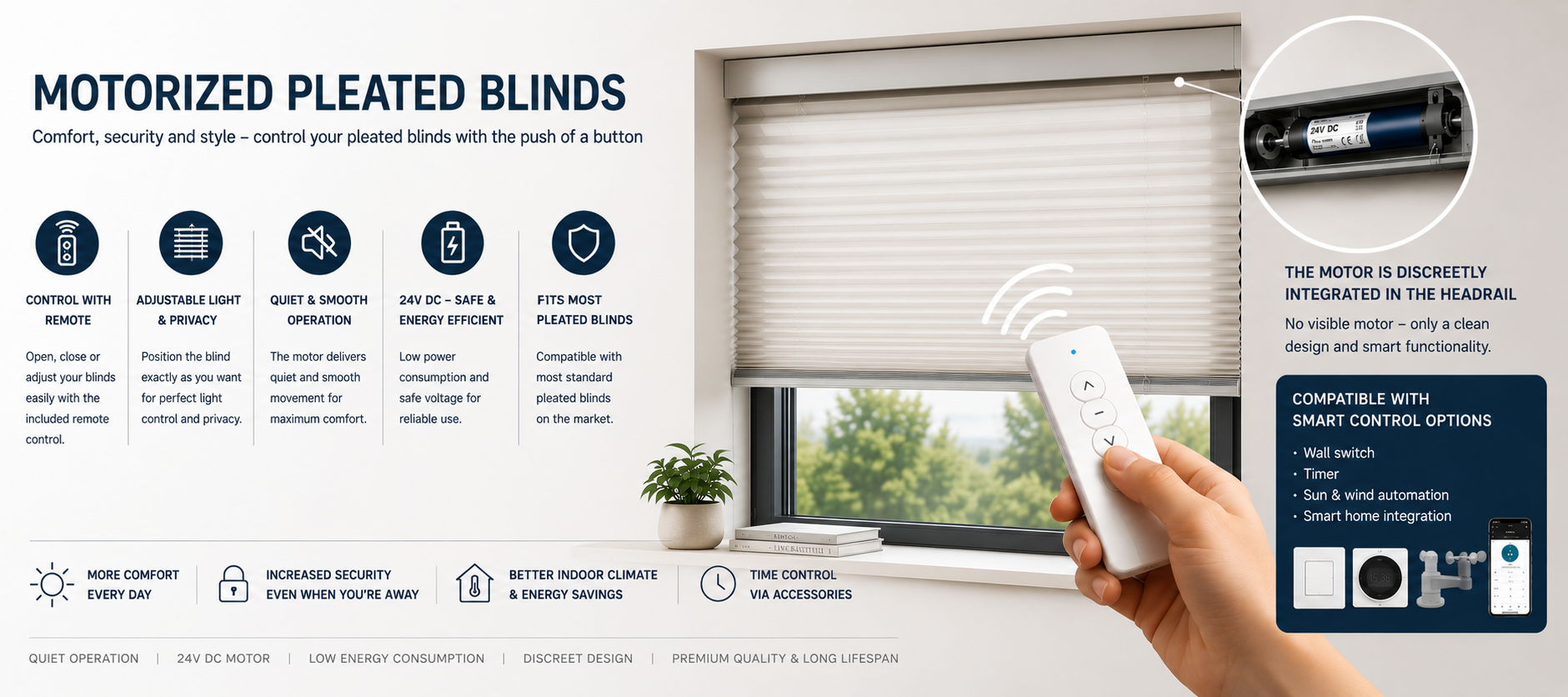Motorized pleated blinds