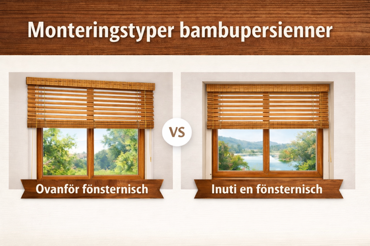 Mounting types for bamboo blinds