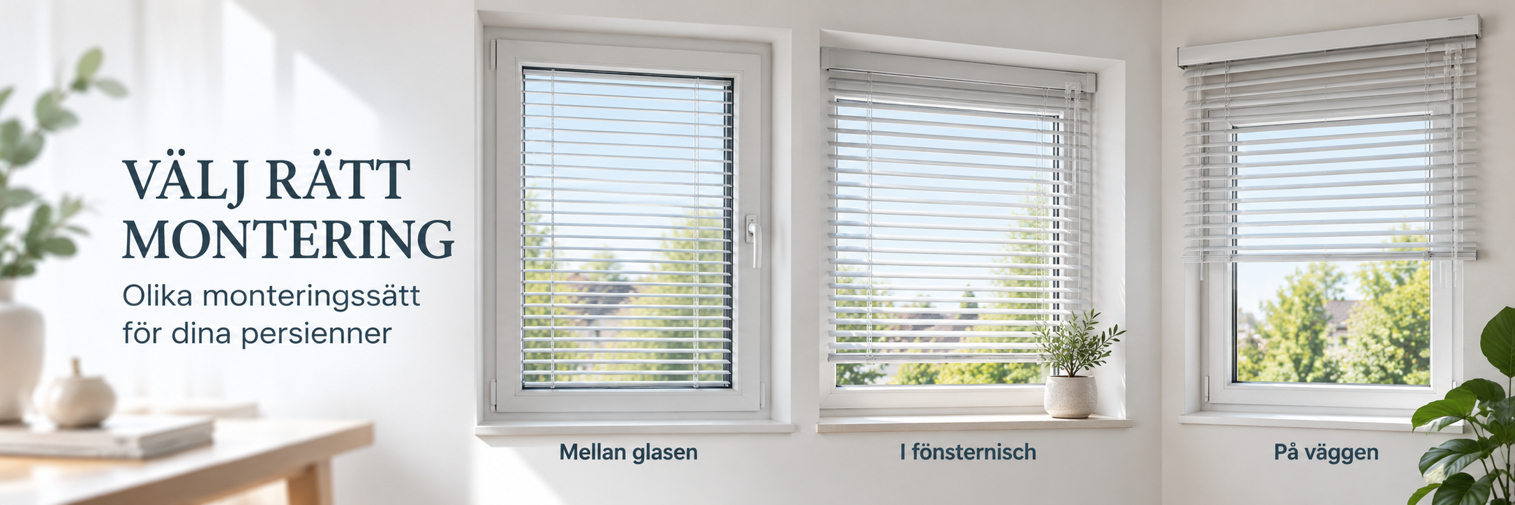 Mounting types for standard blinds